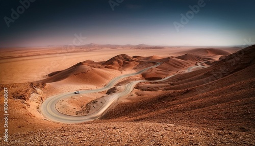 Dakar rally terrain, silk way rally, desert track landscape