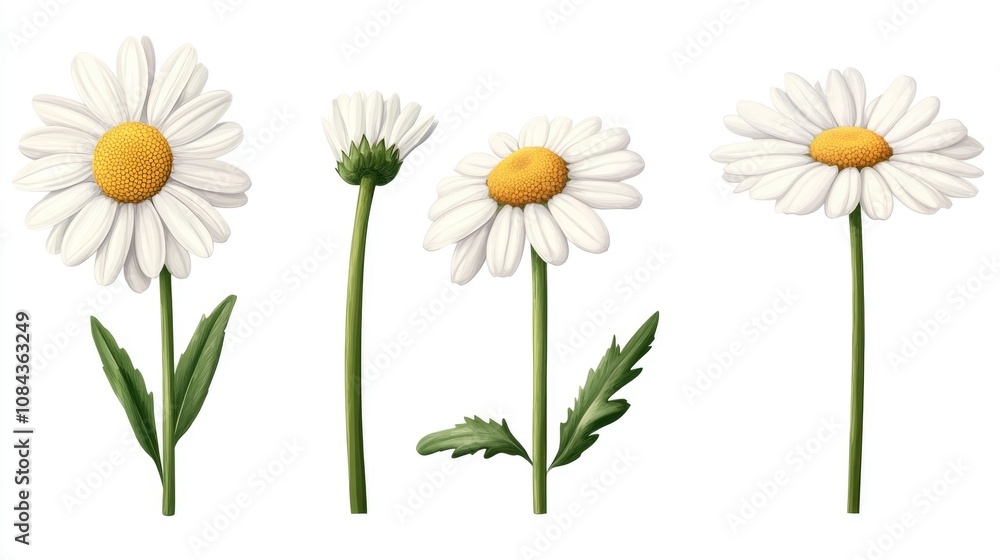 Fototapeta premium White flower arrangement with green leaves