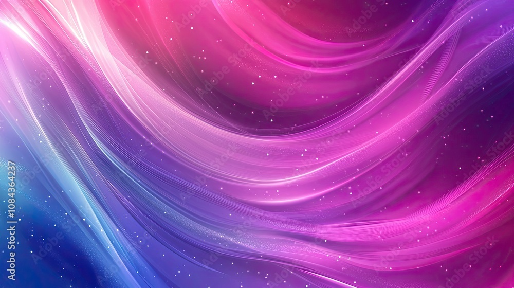 Fototapeta premium Here's a possible and keyword list for your image.. Abstract swirling pink, purple, and blue light waves with sparkles.