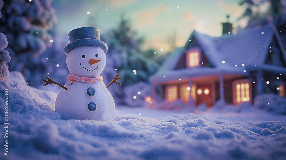 Obraz premium クリスマスと雪だるまのファンタジックなイメージ