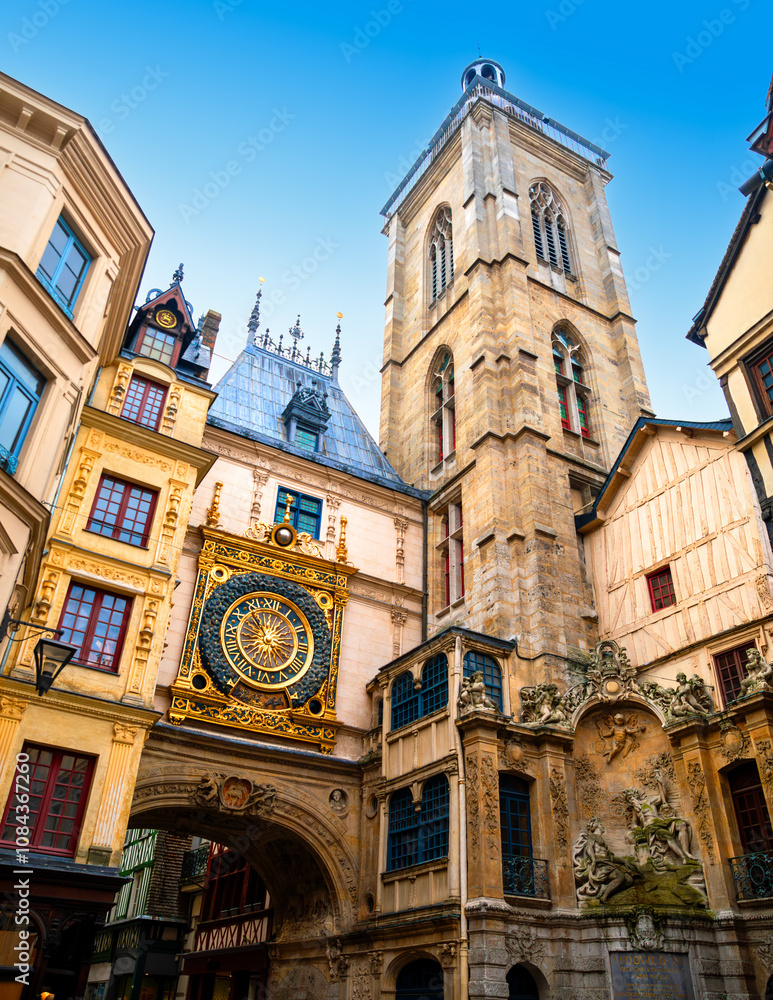 The Gros-Horloge (Great-Clock) is a fourteenth-century astronomical clock in Rouen, Normandy, France