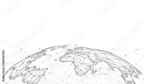 Global network connection. World map point and line composition concept of global business.