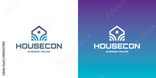 house connect technology logo vector