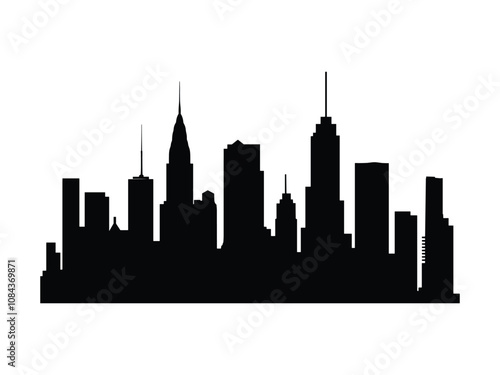 City Silhouette Vector Set Urban Skyline Panorama and Border Collection Architecture Design.