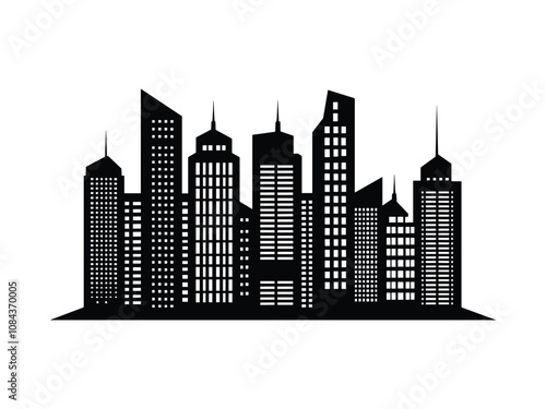 City Silhouette Vector Set Urban Skyline Panorama and Border Collection Architecture Design.