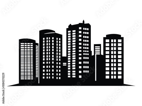 City Silhouette Vector Set Urban Skyline Panorama and Border Collection Architecture Design.