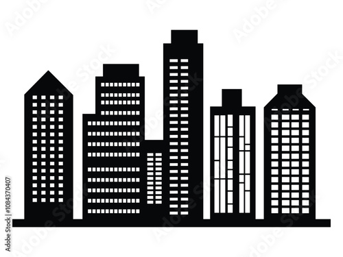 City Silhouette Vector Set Urban Skyline Panorama and Border Collection Architecture Design.