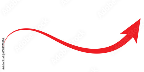 Long curved arrow icon vector. Black long arrow vector. flat style Arrow symbol. Black silhouette of an arrow on a white background. vector illustration.