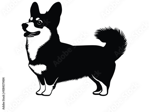 Corgi Dog Silhouette Cute Welsh Breed Outline Design