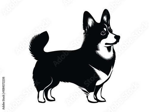 Corgi Dog Silhouette Cute Welsh Breed Outline Design