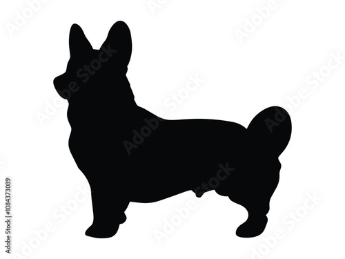 Corgi Dog Silhouette Cute Welsh Breed Outline Design