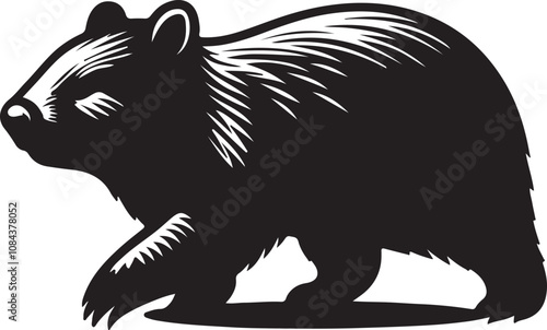 MobileWombat Silhouette Vector Art on White Background - Adorable Australian Animal Icon Design

