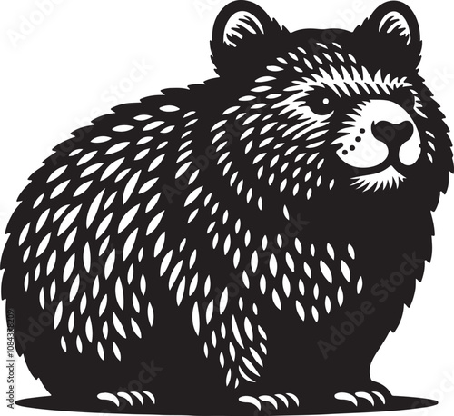MobileWombat Silhouette Vector Art on White Background - Adorable Australian Animal Icon Design

