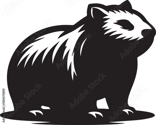 MobileWombat Silhouette Vector Art on White Background - Adorable Australian Animal Icon Design

