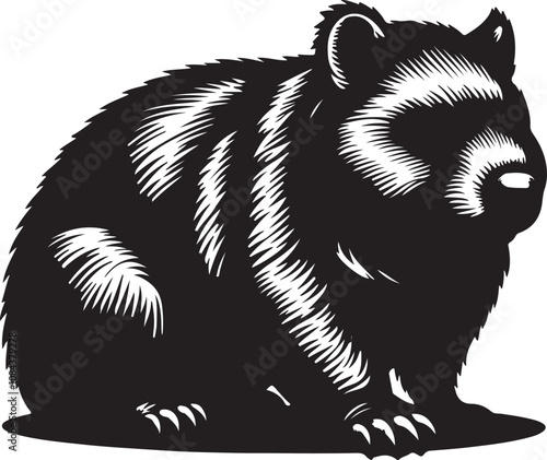 Wombat Silhouette Vector Art on White Background - Adorable Australian Animal Icon Design
