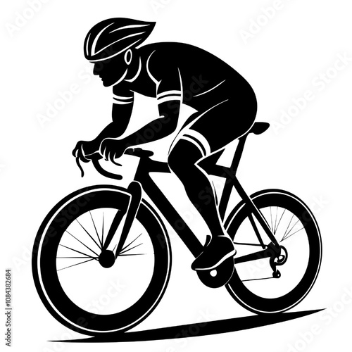 Cyclist in Motion: A stylized silhouette of a cyclist in dynamic motion, capturing the energy and determination of competitive cycling. 