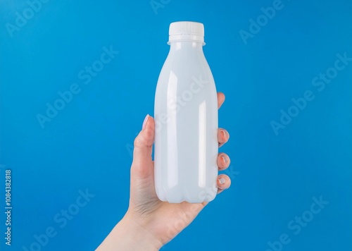 mockup of bottled beverage products by hand