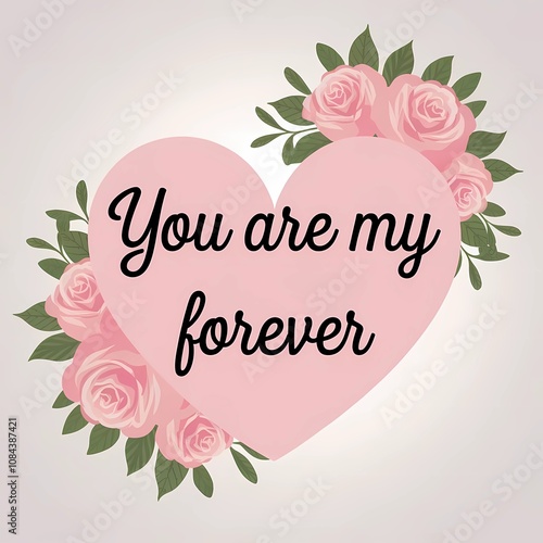 "You're my Forever" cute quote illustration