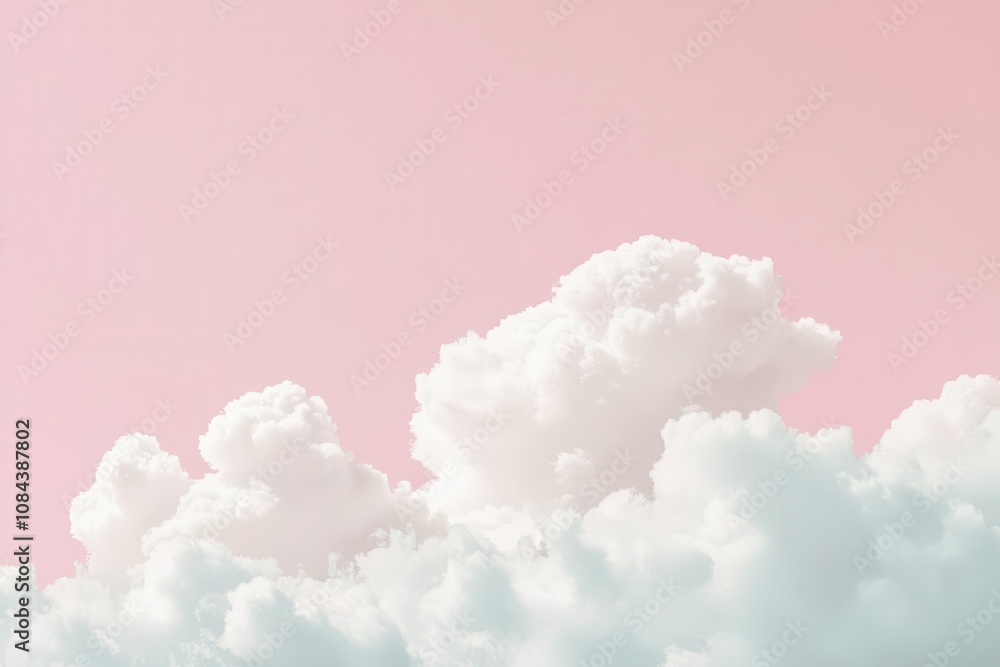 Soft, fluffy clouds against a pastel pink sky create a serene and dreamy atmosphere. Soft, fluffy clouds against a pastel pink sky create a serene and dreamy atmosphere.