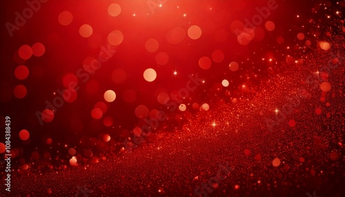 Arrière plan rouge avec paillettes et effet bokeh