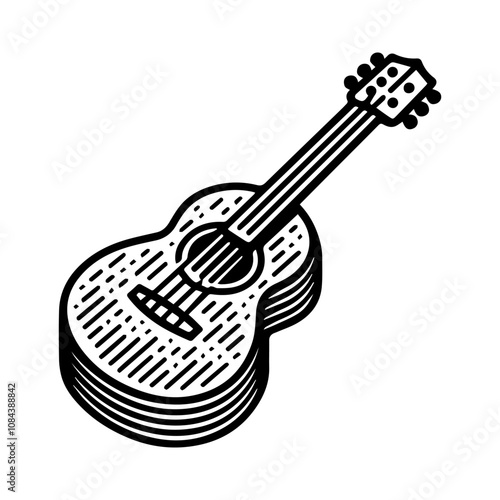 Simple Vector Icon of a guitar – Logo Design Illustration