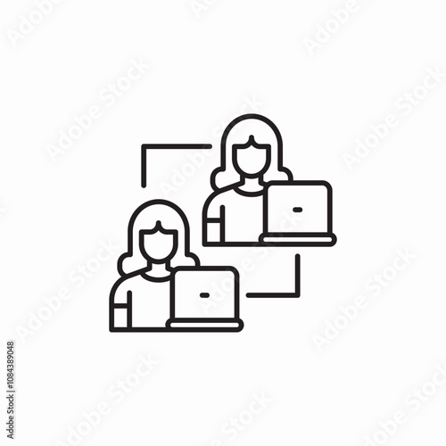 female workers collaboration icon sign vector