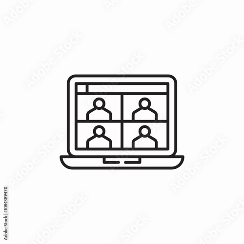 laptop meeting video chat icon sign vector