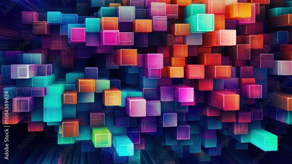 Vibrant Mosaic Spectrum. Abstract Pixel, Geometric Rainbow Background Vibrant Mosaic Spectrum. Abstract Pixel, Geometric Rainbow Background