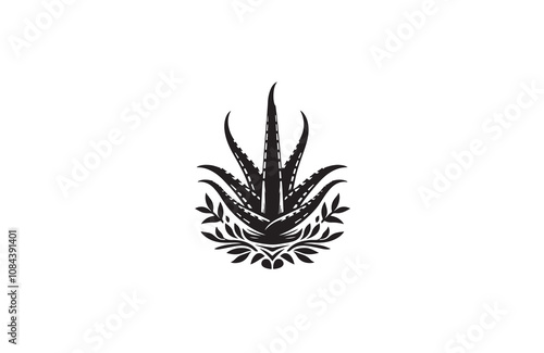 aloe vera silhouette vector outline art illustration logo design
