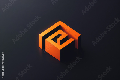 Techstore minimalistic logo, orange colors, minimalism.
