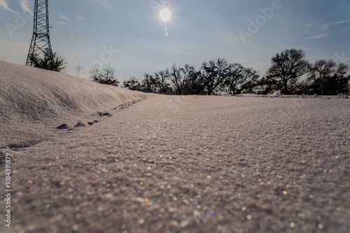 Die Sonne scheint über frischem Schnee photo