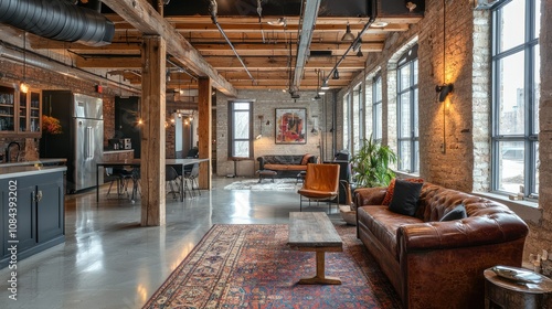 Wallpaper Mural Spacious Industrial Loft with Exposed Stone and Beams Torontodigital.ca