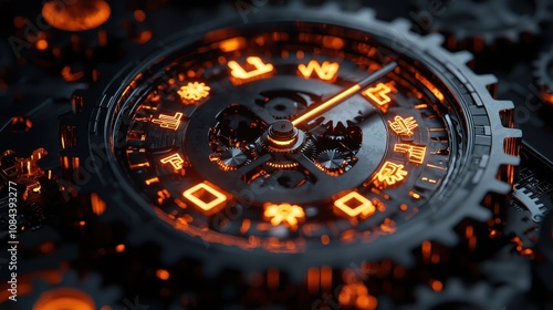 Wallpaper Mural Intricate clockwork mechanism close-up high-tech design dark environment macro view time management concept Torontodigital.ca