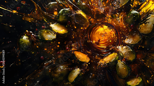 Vibrantly Roasted Brussels Sprouts Drenched in Fiery Hot Honey with Chili Flakes and Lime Zest photo