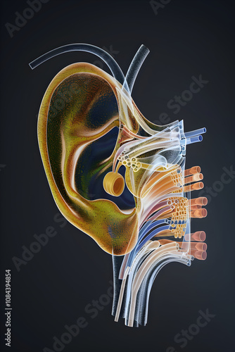 Comprehensive Illustration of Otoacoustic Emissions and the Human Ear Structure photo