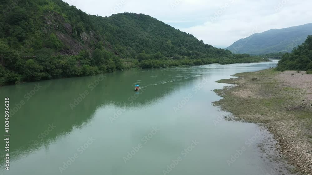 Aerial view of the natural scenery in the Nanxi River tourist area, Wenzhou, Zhejiang, China. High quality 4k footage Aerial view of the natural scenery in the Nanxi River tourist area, Wenzhou, Zhejiang, China. High quality 4k footage