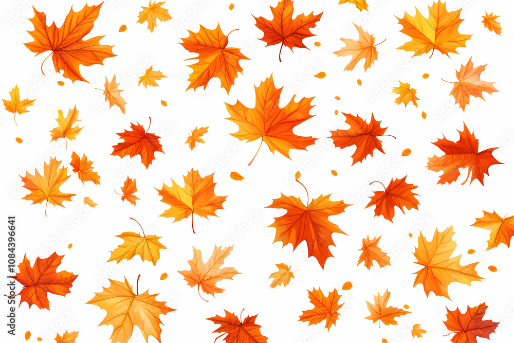 Autumn maple leaves falling isolated on white background. 4k image Autumn maple leaves falling isolated on white background. 4k image