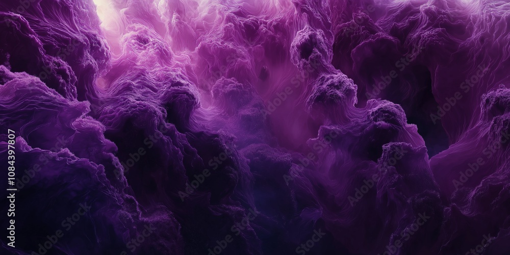 Fototapeta premium A mesmerizing display of swirling purple clouds, offering a dreamlike abstract scene reminiscent of a surreal painting.