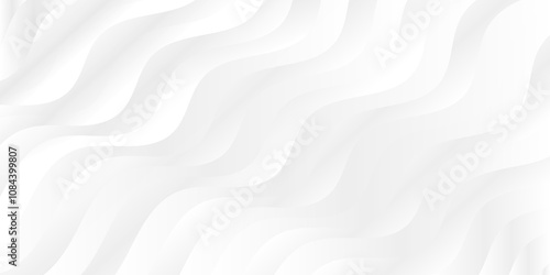 Abstract white light paper gradient wavey curve line shadow minimal wave line vector background, space for text, book, flyer, card style space.