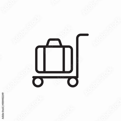 lugagge trolley hotel icon sign vector