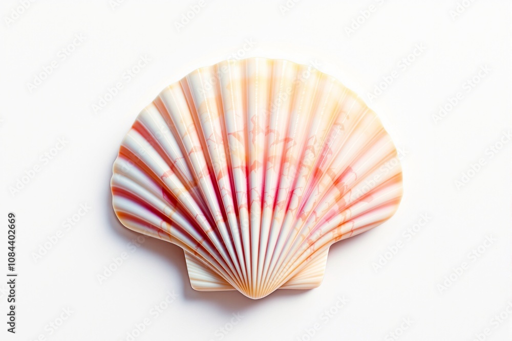 Fototapeta premium Delicate Orange and Pink Seashell on White Background