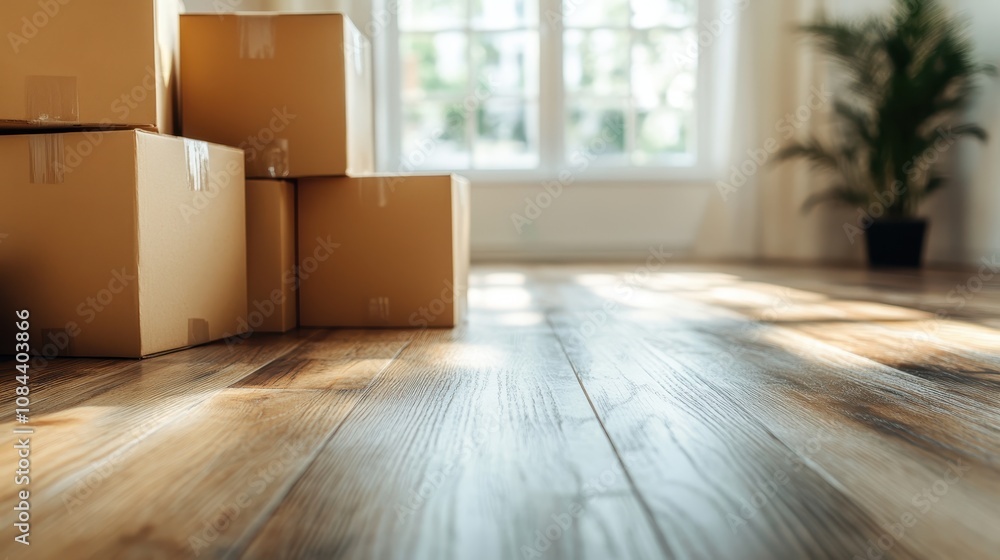 An aesthetically pleasing arrangement of stacked cardboard boxes on a wooden floor, bathed in gentle sunlight, evoking a sense of anticipation and organization. An aesthetically pleasing arrangement of stacked cardboard boxes on a wooden floor, bathed in gentle sunlight, evoking a sense of anticipation and organization.