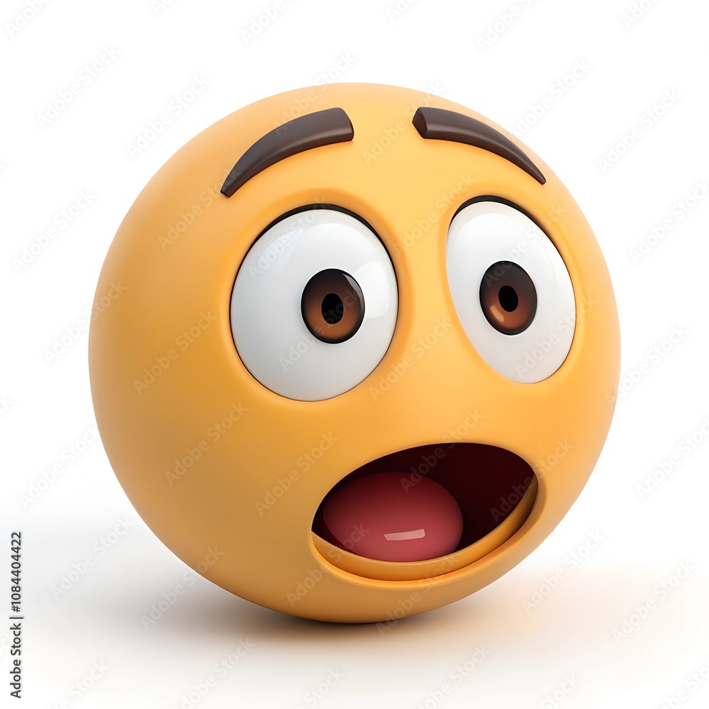 Fototapeta premium Emoji 3D shocked, white isolated background 