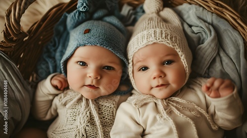 Matching twin outfits for baby photoshoot