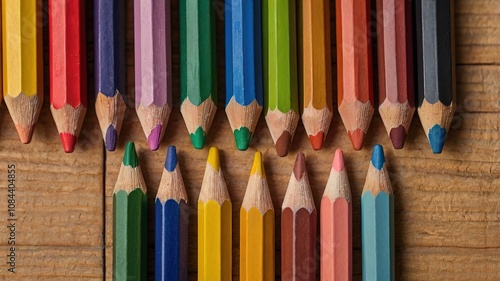 Multi-colored pencils arranged in a geometric pattern - creativity and education.