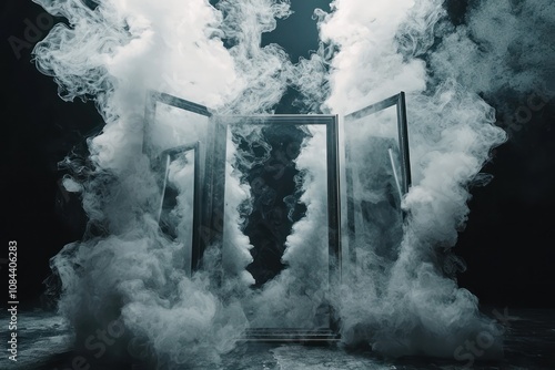 Smoke and mirrors concept symbolizing deception and the complexities the mind