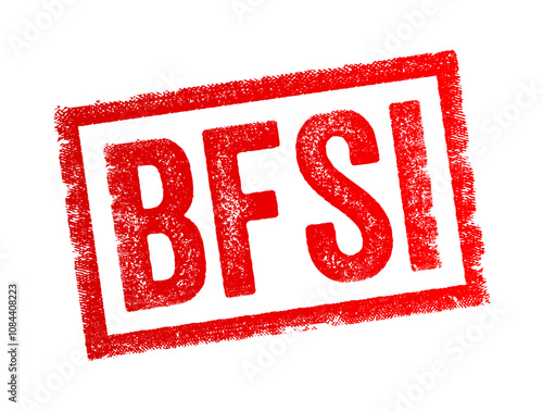 BFSI abbreviation stands for - Banking, Financial Services, and Insurance, acronym text concept stamp