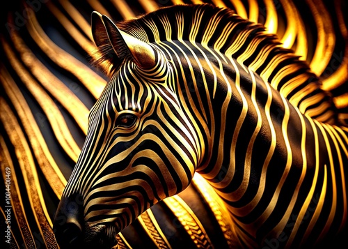 Captivating Black and Gold Zebra Texture Pattern Design for Elegant Art Work and Home Decor Inspiration Featuring Striking Contrasts and Unique Visual Appeal photo