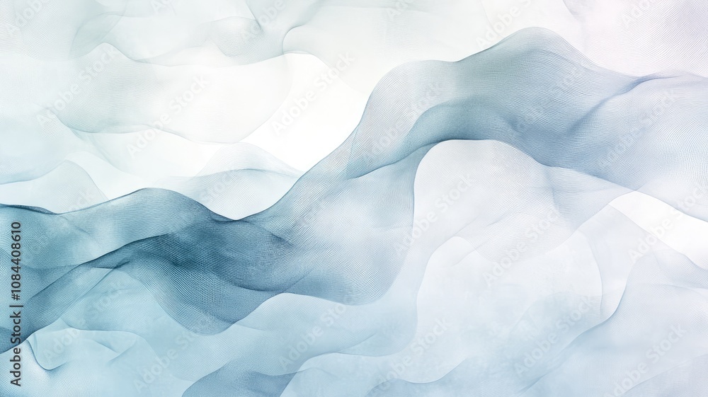 Obraz premium Abstract image of light blue and white flowing fabric-like waves