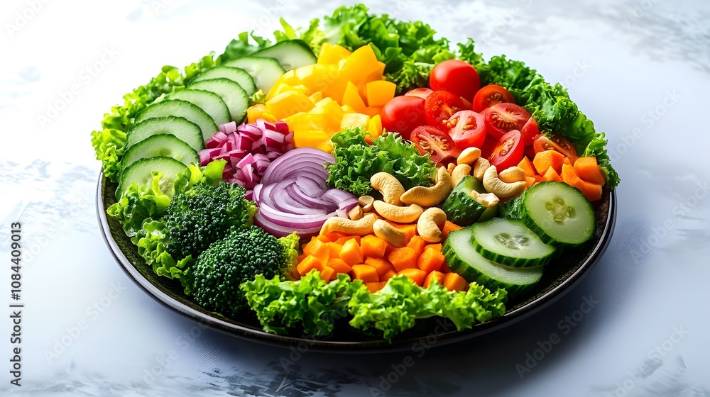 Salad in black bowl at white background Healthy green vegetable salad diet menu AI generated Salad in black bowl at white background Healthy green vegetable salad diet menu AI generated